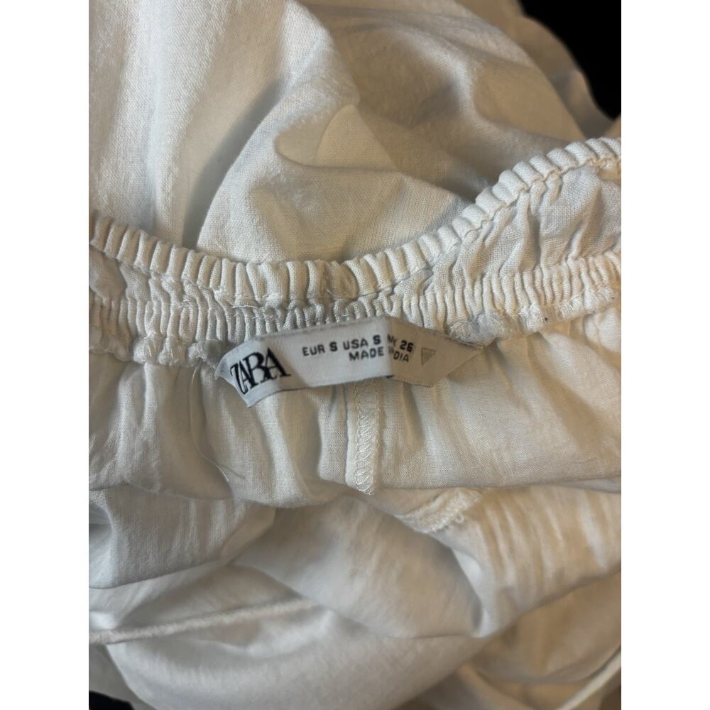 Zara Maxi Dress Small White Aline Long Cotton Crochet Boho Open Back - Picture 5 of 6